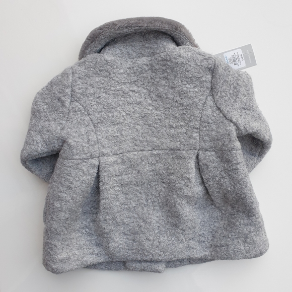 Primark Girls Grey Fur Collar Coat 3-6months - Picture 2 of 3